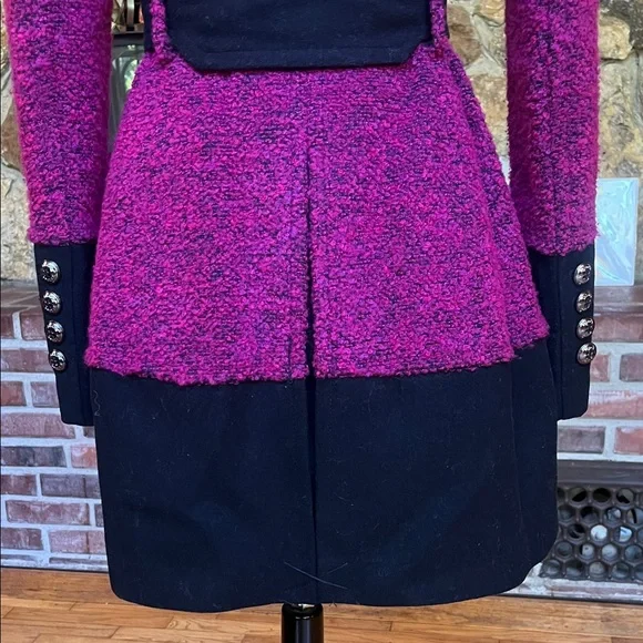 Black Rivet Fuchsia and Black Button Down Coat - Picture 6 of 13